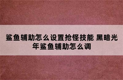 鲨鱼辅助怎么设置抢怪技能 黑暗光年鲨鱼辅助怎么调